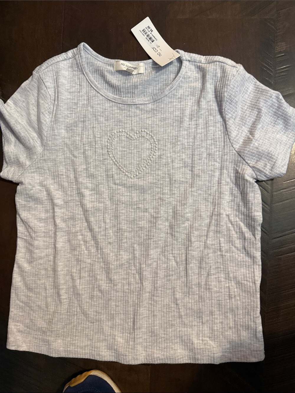 no comment Kids Light Gray Ribbed Heart Tee - Light Gray